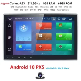 10.1Inch Universal OCTA Core 2Din Car Audio DVD Android 10 Radio Multimedia Player PX5 4G RAM 64G ROM GPS Nawigacja IPS Screen Stereo