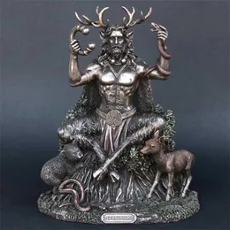 Resin Statues Cernunnos Sitting Sculpture Celtic God Figure Underworld For Home Garden Decoration 211105
