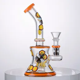 Unika bi stil glas bongs 7 tums hookahs olja dab riggen mini riggar bägare Bong 5mm tjocka vattenrör med 14mm kvinnlig led