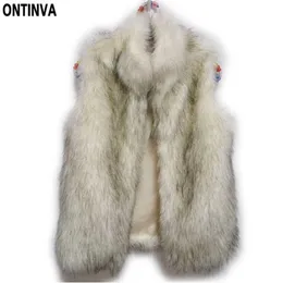 Kobiety Faux Fur Kamizelka Casaacos Femininos de Pele Winter Spring Coat Blasker Feminino Fashion Outwear Freeship 210527