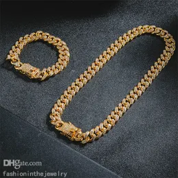 Łańcuchy Designer Jewelry Luxury Fashion miami naszyjniki i zestaw bransoletek hurtowych iced out chain for men cuban link chain gold ze stali nierdzewnej hip hop naszyjnik kids