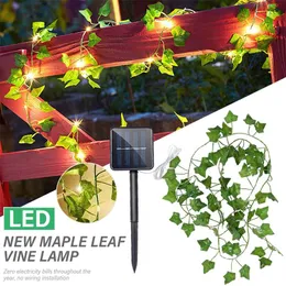 10M LED Solar Leaf String Light Outdoor Garden Decoration Garland Lamp For Wedding Party Room Decor Solar Maple Leaves Lamps 211104