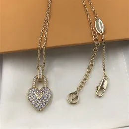 Diamond Diamentowy Kierownik Naszyjnik z pudełkiem Crystal Lock Charm Chain Prezent Urodzinowy Wisiorek Naszyjniki Złoty Oświadczenie Biżuteria