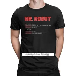 クールなMrロボットトップスTシャツプログラミングプログラマーティー開発者コードTシャツ男性クルーネックコットンフィットネスビッグサイズ服210714
