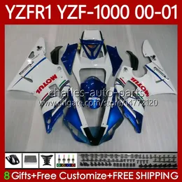 Motocicleta carroçaria para yamaha yzf-r1 yzf1000 yzf r 1 1000 cc 00-03 bodys 83NO.81 yzf r1 1000cc 2000 2001 2002 2003 yzf-1000 yzfr1 00 01 02 03 kit de justo oem branco azul