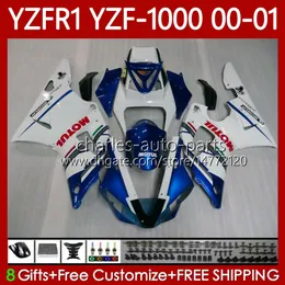 Motocicleta carroçaria para yamaha yzf-r1 yzf1000 yzf r 1 1000 cc 00-03 bodys 83NO.81 yzf r1 1000cc 2000 2001 2002 2003 yzf-1000 yzfr1 00 01 02 03 kit de justo oem branco azul