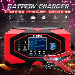 12V-24V 8A FULL AUTOMATISK BILDBATTERY Laddare POWER PULSE Reparation Laddare Våt torra blyutbyte Batteriladdare 7-stegs laddning