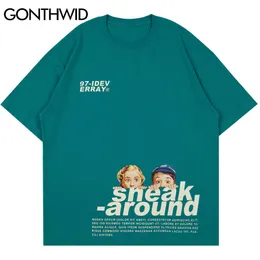 Gonthwid tshirts streetwear hajuku kreativ rolig barntryck tee shirts hip hop bomull kortärmad vår sommar toppar 210629