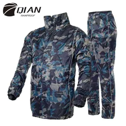 QIAN RAINPROOF Professional Adult Outdoor Raincoat Thicker Heavy Water Gear Fashionable Sportswear Waterproof Rainsuit 210925