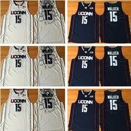 Nowe koszulki do koszykówki uniwersyteckiej Uconn Huskies 15 Kemba Walker Basketball Jerseys University nosza granatowe białe mężczyzn NCAA zszyty koszulka S-2xl w