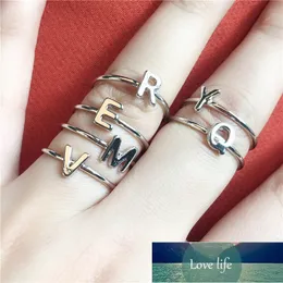 925 Sterling Silver Rings For Women Initial Letter Finger Ring Adjustable Korean Jewelry Name Ring Bague Femme Anillos Gifts
