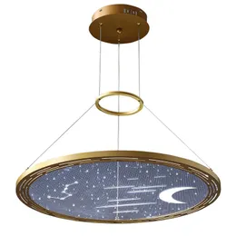 Pendant Lamps Postmodern Minimalist Model Room Living Bedroom Chandelier Light Luxury Dream Starry Sky Round