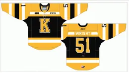 맞춤 남자 청소년 여성 빈티지 Ohl Kingstons Frontenacs 51 Shane Wright 저지 하키 유니폼 크기 S-5XL