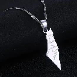 Pendant Necklaces Silver Color Israel Map Women Men Of Chain Jewelry