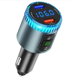 Bluetooth 5.0 FM Transmitter Hands-Free Wireless Music Player LED Light QC3.0 Smart Dual USB Ports Car Kit Support U Disk BC77A