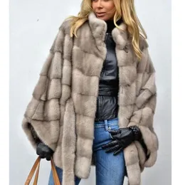 Winter Coat Warm Casual Faux Fur Women Abrigo Female Clothing Batwings Sleeve Furry Outerwear Plus Size Thicken Fluffy Overcoat 211110