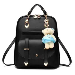 HBP Non- Leisure Women's bag goods ins women's backpack schoolbag Japanese and Korean Academy style little bear puppet pendant 2 sport 0VAE