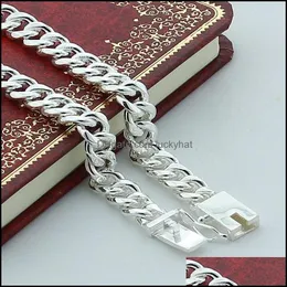 Link, Chain Bracelets Jewelrymen 10Mm Sideways 925 Sier Color Fashion Jewelry For Male Square Buckle Bracelet Drop Delivery 2021 7Ux91