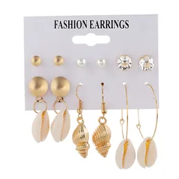 Long Tassel Dangle Earrings Set For Women Bohemian Shell Earring Gold Flower Brincos Femme Jewelry