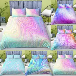 Rainbow Marble Duvet Cover Set Bed and Abstract Art Quilt Queen Bed Teens Kids Adult 210615