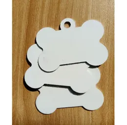 2021 DHL300PCS sublimering Diy Blank White Metal Bone Pet Dog Tag ID Card