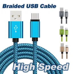Cables USB tipo C Carga rápida Sincronización de datos Cable de micro cargador trenzado fuerte para teléfonos móviles universales