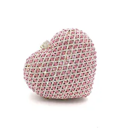 Worki wieczorowe Xiyuan Pink Gold Silver Green Black Heart Shape Torebka Sprzęgła dla kobiet Party Crystal Evening Bag Wedding Diamond Bridal Torebki 220315