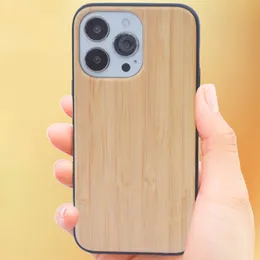 Cena hurtowa Wood Phone Cases Mobile Smartphone Drewniana pokrywa dla iPhone 13 Pro Max 12 mini 11