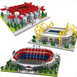 Arkitektur Fotbollsplan San Siro Stadium Diamantbyggstenar Old Trafford Nou Camp Signal Iduna Micro Bricks Leksaker X0522