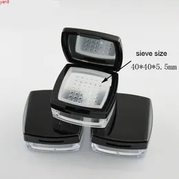 300pcs / mycket kvadratisk tom lös pulverburk 10ml spegel sikt kosmetisk plast kompakt smink sifter case rese prova boxgood quality