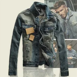 High-Street Mężczyźni Ripped Jeans Kurtki Myte Patchwork Travled Denim Man Slim Fit Streetwear Hiphop Vintage Jacket 211110