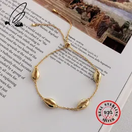 Kabuklu Kabuk 925 Ayar Gümüş Hollow Altın Zincir Ayarlanabilir Bilezik Kadın Bohemian Pulseras Plata De Ley 925 Mujer Takı