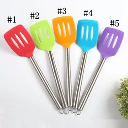 Silicone Stainless Steel Spatula Slotted Silicone Spatula Not Sticky Pot Heat Resistant Shovel Cooking Utensils Hollow Handle GGE2087