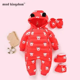 Mudkingdom Baby Boy Girl Down Snowsuit Romper Winter Hooded Gruby Kombinezon Dzieci Kostium Toddler 210615