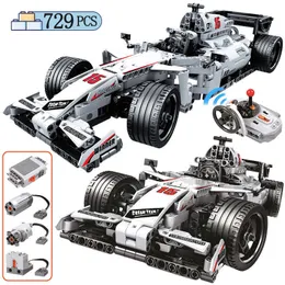 729ピースシティリモコンテクニカルレーシングRCカーブロックF1モデル電気自動車レンガクリスマスギフトおもちゃの子供用x0902