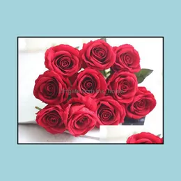 Konstgjord blomma Rose Silk Blommor Real Touch Peony Marrige Dekorativa Bröllopsdekorationer Julinredning 13 färger HR021 Drop Leverans 20