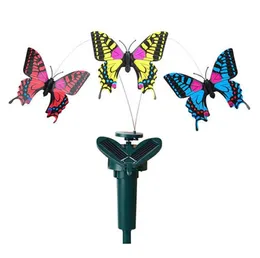 Garden Decorations Solar Power Dancing rotating Butterflies Fluttering Vibration Fly Hummingbird Flying Birds Yard Garden-Decoration Funny Toys SN2968