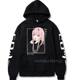 Kochanie w franxx Anime Harajuku Zero Dwie piękne dziewczyny Drukowane bluza szykowna Hip Hop Hooded Streetwear Kobiety Y0319