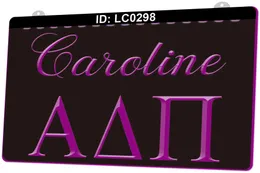 LC0298 Znak świetlny Caroline Alpha Delta Pi Grawerowanie 3D