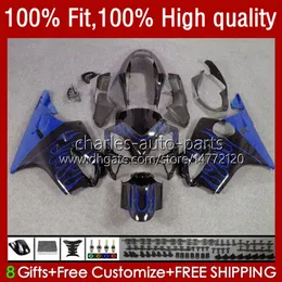 Blue Flamesoem Bodywork för Honda CBR 600F4I 600 F4I FS CC F4 I CBR600F4I 04-07 55NO.181 600CC CBR600 F4I 04 05 2006 2007 CBR600FS 2004 2005 06 07 Injektionsvaror Kit