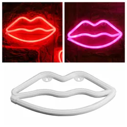 Strängar LED Neon Sign Night Lights Lips Lamp Vägg Dekor Ljus USB-uttag för Inomhus Jul Bröllopsfest Barnrum Älska Romantiskt