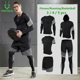 Running Sets Vansydical Set Men's Quick Dry Sports Suits Compression Tights Fitness Basketball Training Gym Clothes 3 4 5pcs