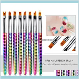 Health Beauty8-teiliger DIY-Malstift für Zuhause, Salon, Maniküre, Werkzeug, UV-Gel, Nagelkunst-Pinsel-Set, Blütenblattform, Farbverlauf, Verblassen, Ding, Schnitzen, einfaches Auftragen