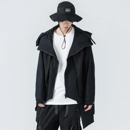 Men's Jackets Autumn Winter Black Cargo Coats Hip Hop Men Hooded Windbreaker Casual Tactical Function Streetwear Outerwear Techwear