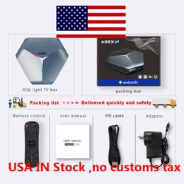 Wysyłka z USA A95X F4 TV Box Amlogic S905x4 Smart Android 10 4GB 2GB RAM 16GB 32GB ROM 2.4G 5 GHz WiFi RGB Light Set Topbox