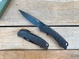 7116 Faca de dobramento de Flipper 5Cr15Mov Black Titanium Revestido Drop Point Blade ABS + Folha de Aço Inoxidável Punho de Alça Bolsa EDC Facas