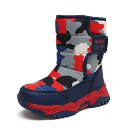 Camouflage Color Kids Flock Winter Boots For Boys Girl Outdoor Warming Fur Lining Boys Sonw Boots Lightweight Children Boy Boots 211108