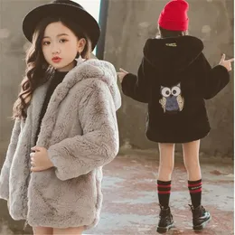 Fashion Children's Girls' Woolen Jacket Coat Autumn Winter New Kids Hooded Artificial Fur Winter Wool Cotton Blends Outwear Overcoat