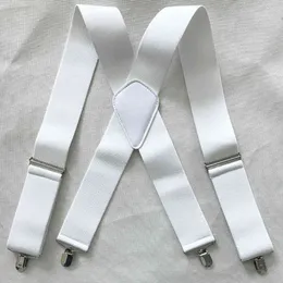 High Quality Pure Color 5cm Wide X-Shape Mens Men Braces 4 Clip Elastic Male Suspenders