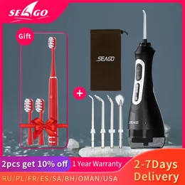 Seago 구강 치과 용 Irrigator 휴대용 물 Flosser USB 충전식 제트 IPX7 200ml 탱크 220224